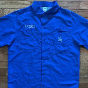 NWT Duke University Blue Devils Men's Fishing Button Down Short Sleeve - Medium